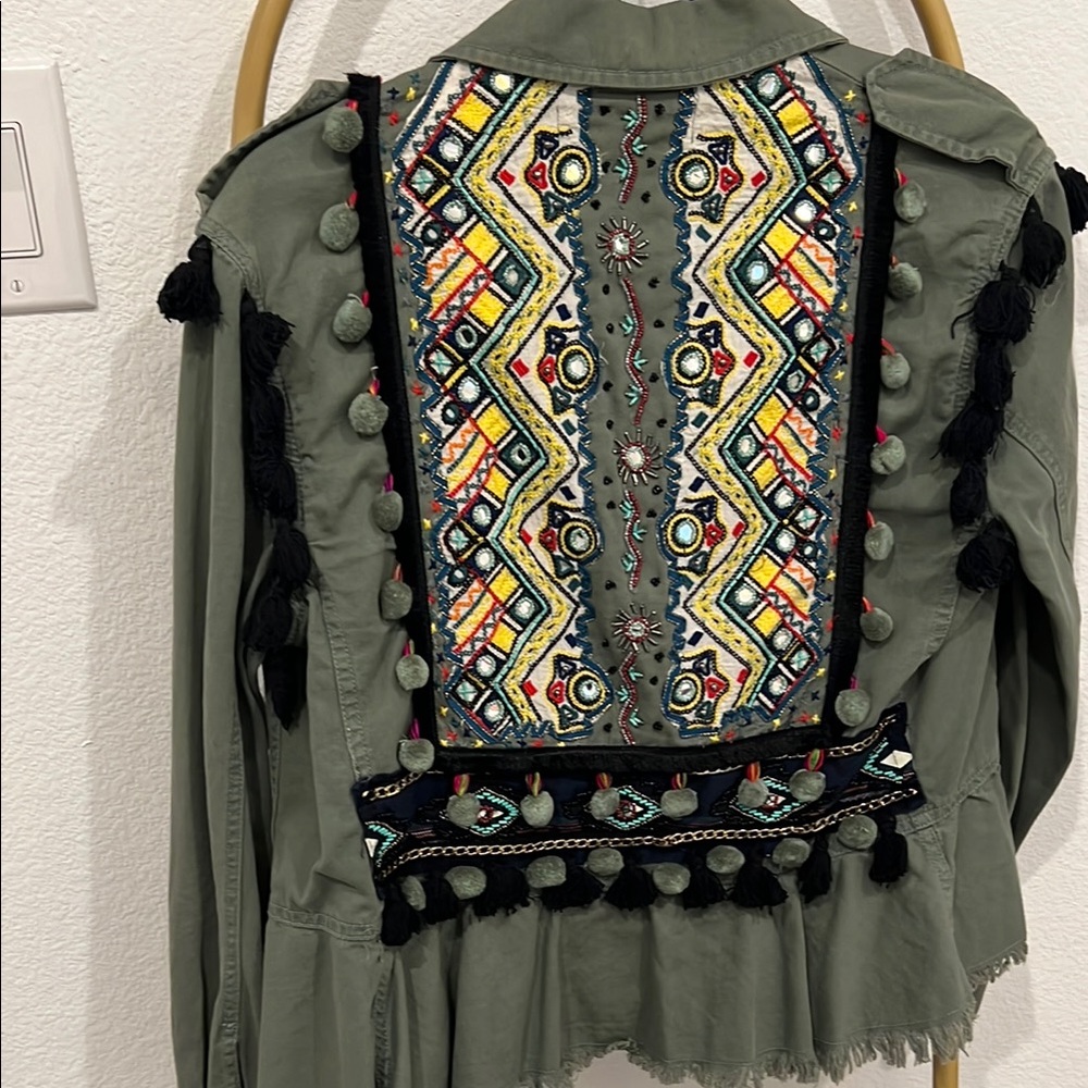 Zara Khaki Utility Jacket with Black Accents